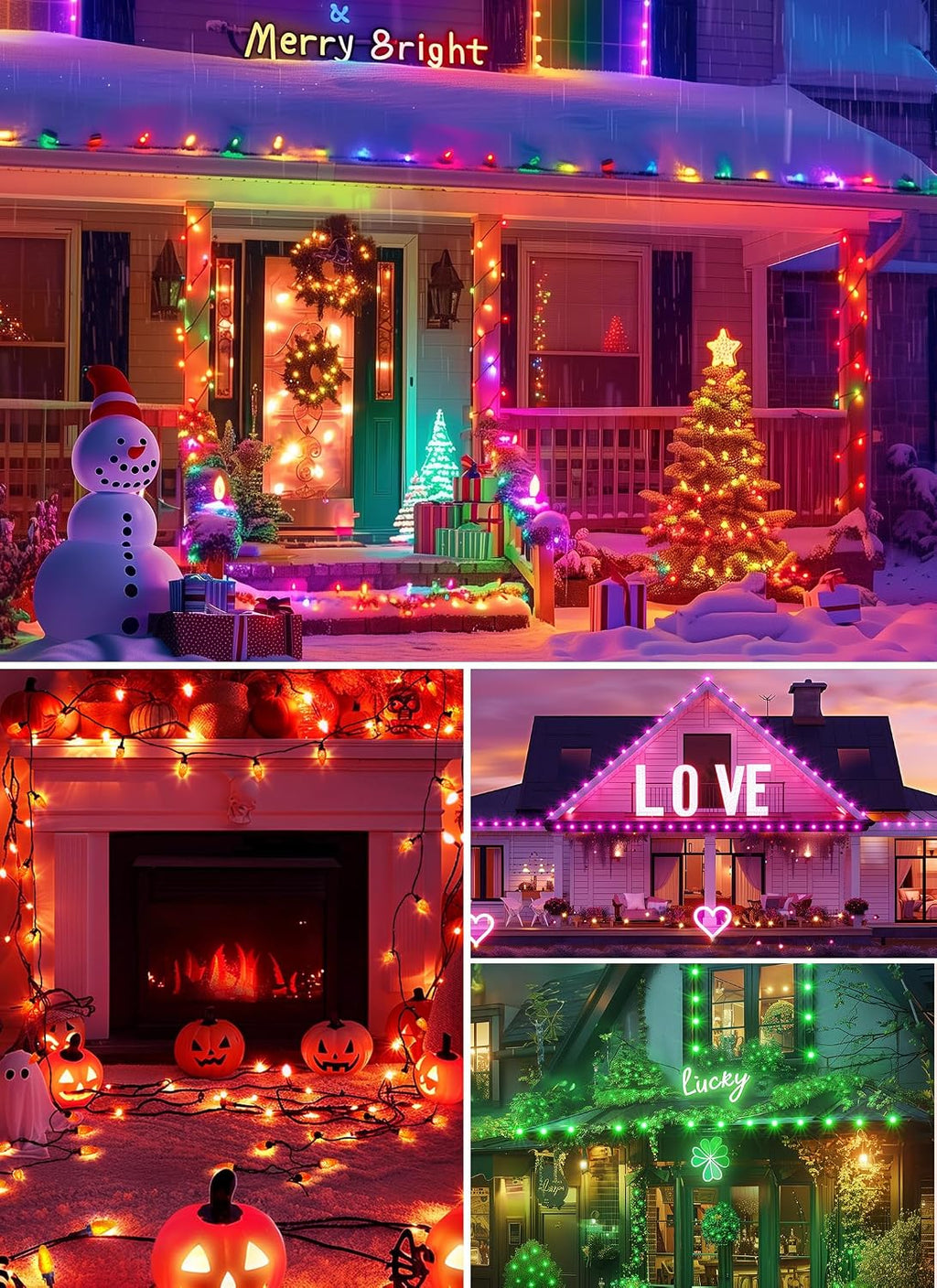 Brightown C9 LED Christmas Lights Outdoor, 150LED RGB Smart Christmas Tree Lights Music Sync DIY APP Controlled, Waterproof Connectable C9 String Lights for House Indoor Patio Xmas Decoration