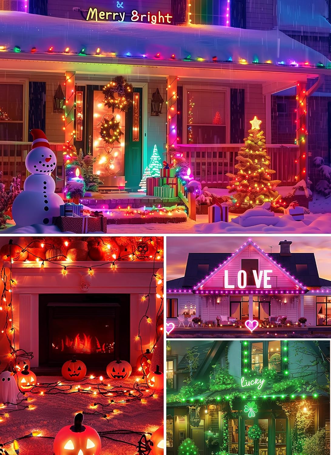 Brightown C9 LED Christmas Lights Outdoor, 150LED RGB Smart Christmas Tree Lights Music Sync DIY APP Controlled, Waterproof Connectable C9 String Lights for House Indoor Patio Xmas Decoration