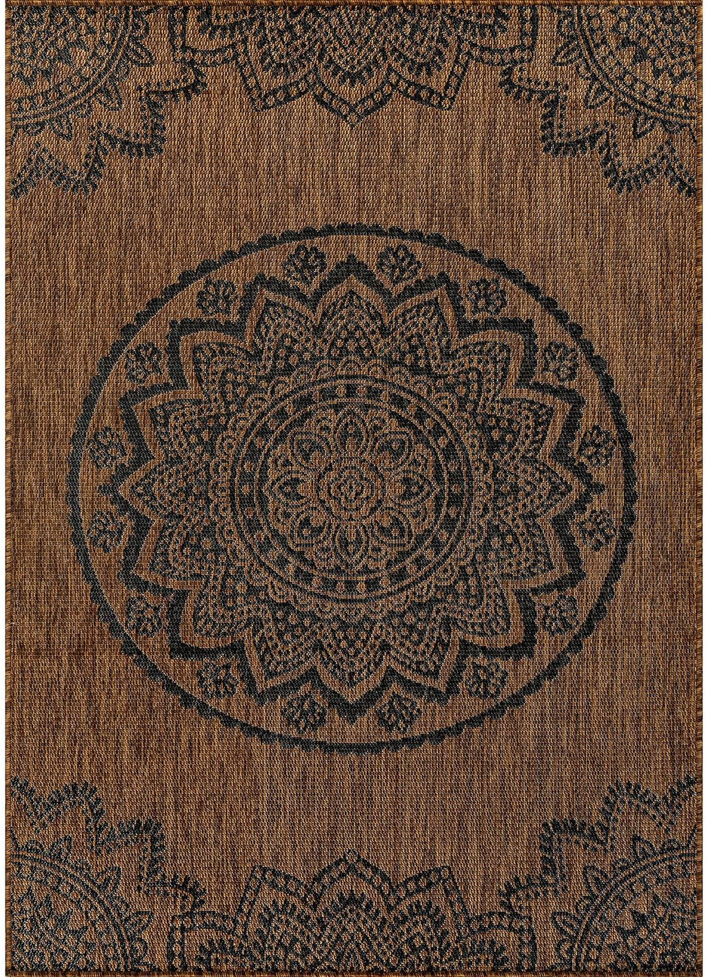 CAMILSON Outdoor Rug 9x12 Modern Large Area Rugs for Indoor and Outdoor Patios and Porches - Waterproof Washable Non-Shedding Easy-to-Clean Outside Carpet (9 x 12 Medallion - Gold/Black)