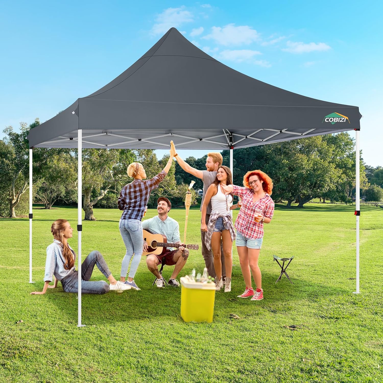 COBIZI 10x10 Pop Up Canopy with 4 Sidewalls, Pop up Tent 10x10 for Parties, Backyard, Commercial, Waterproof and Portable Instant Shelter UV50+ Ez Outdoor Canopy Gazebo with 4 Sandbags