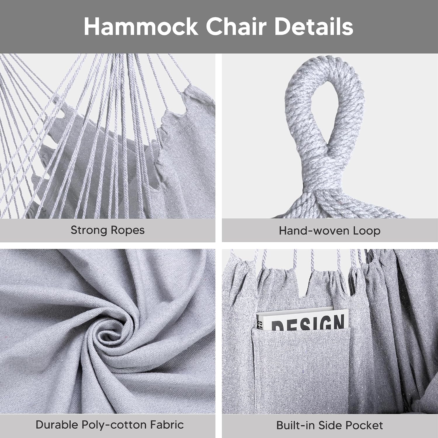 SUNCREAT 2-in-1 Convertible Extra Large Hammocks with Stand, Heavy Duty 2 Person Hammock for Outside with Stand, Patented, Light Gray