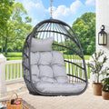 RADIATA Outdoor Hanging Egg Chair Without Stand, Foldable Rattan Wicker Swing Basket, 350 Lbs Heavy-Duty Hammock Chair with Cushion & Pillow for Patio Balcony Bedroom Garden Ceiling Tree, Light Gray