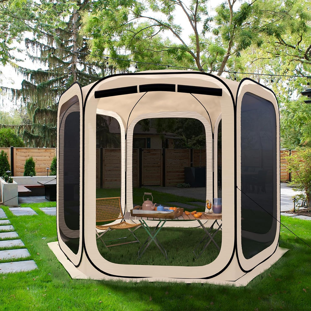 HOOYEAH Pop-up Screen House Tent, Portable Screen Room Camping Canopy， Instant Screen Tent Ultimate Outdoor Shelter with Carry Bag for Patio, Backyard, Garden and Outdoor Activities, 10x10