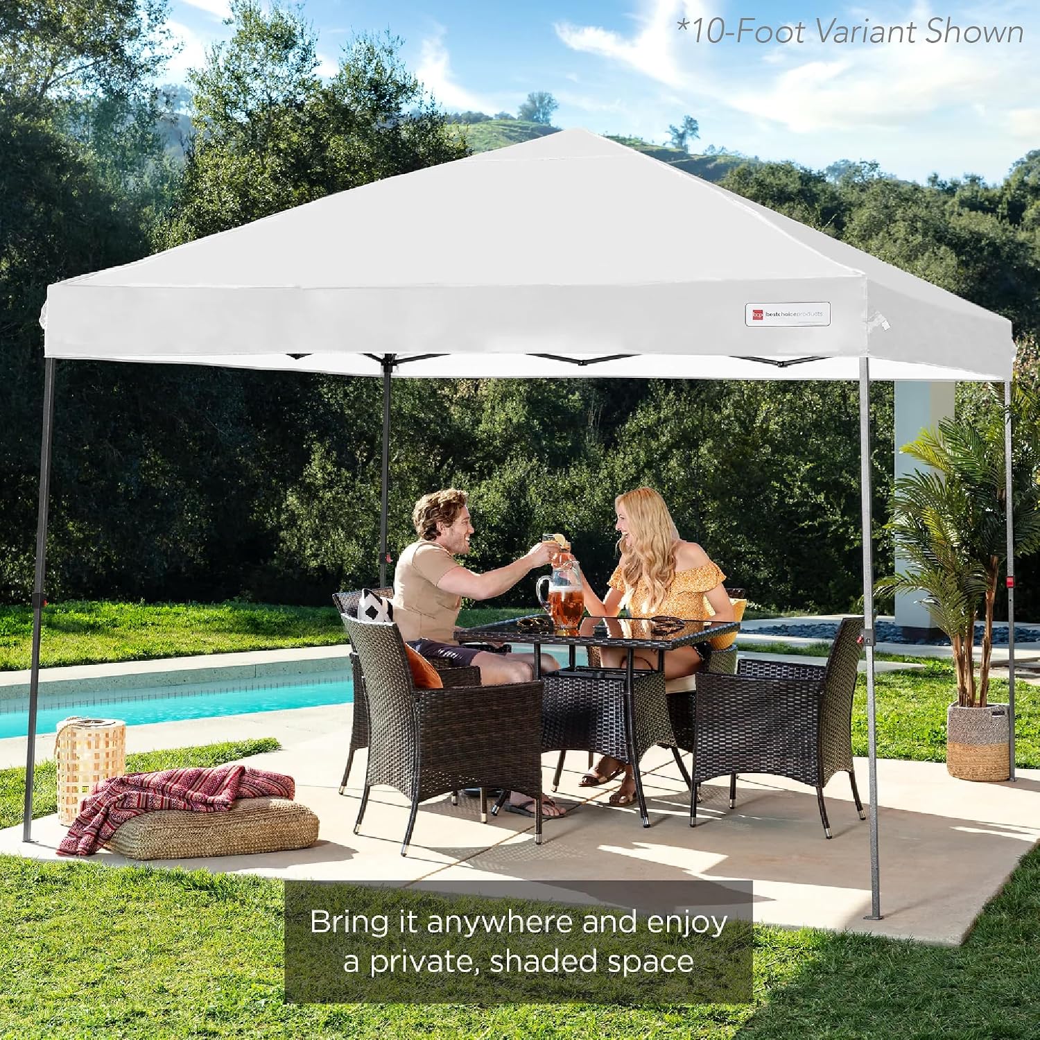 Best Choice Products 12x12ft Pop Up Canopy Tent, Outdoor Shade, 1 Person 1 Minute Set Up, Carry Case, 4 Weight Bags - White