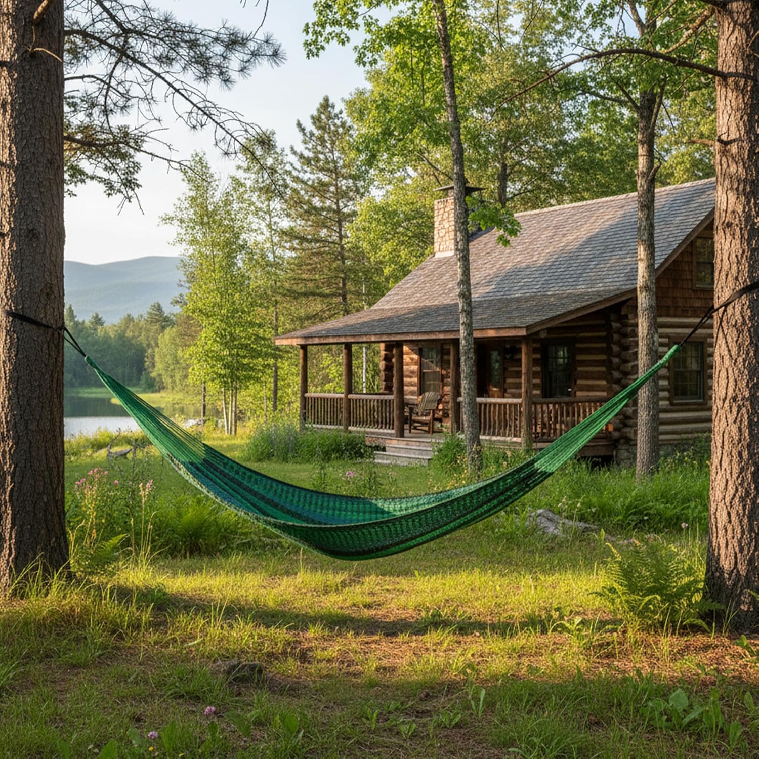 Sunnydaze Handwoven XXL Thick Cord Mayan Double Hammock for Outside - 625-Pound Capacity Heavy-Duty Outdoor Hammock - Meadow