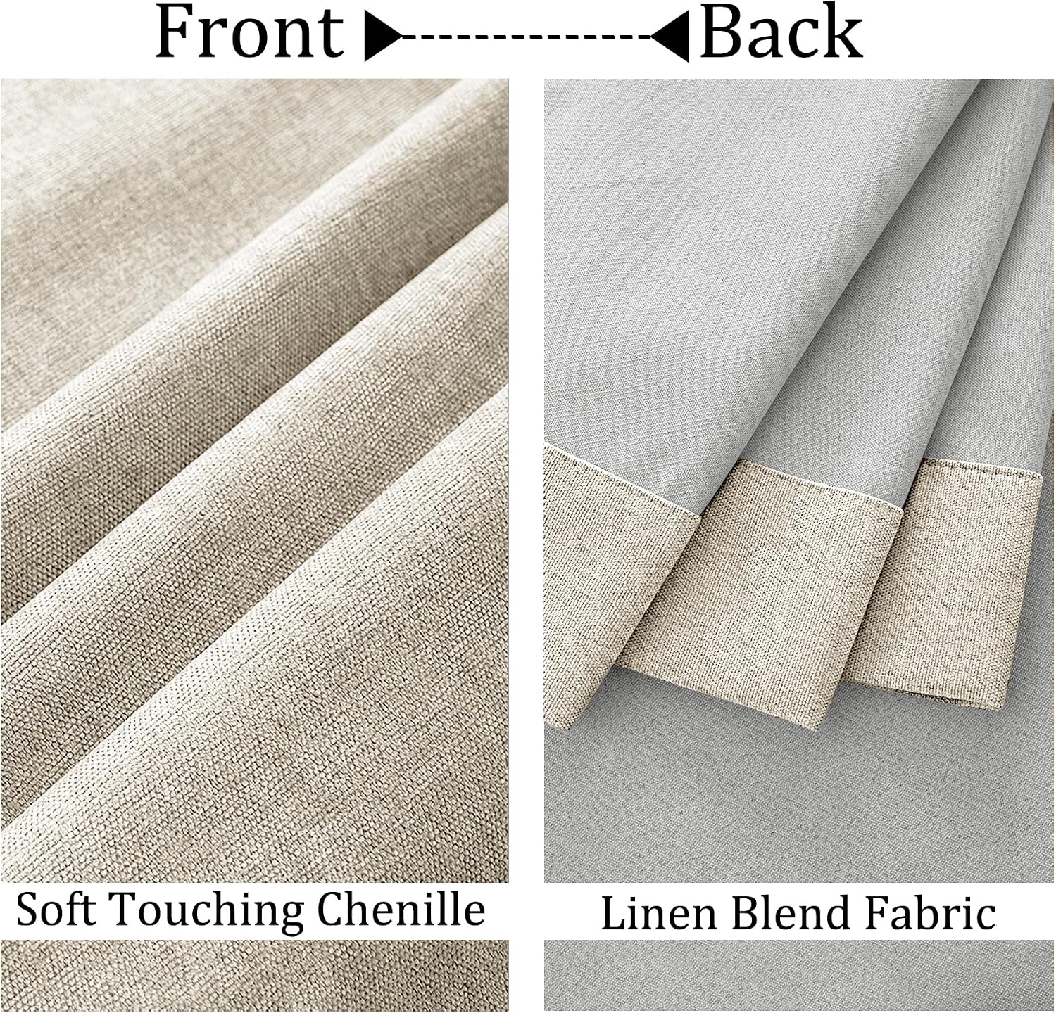 Fcosie 100% Light Blocking Chenille Drapes 96 inches Length, Nickel Grommet Top Curtains for Patio Door Apartment Window Gazebo Outdoor, Total Blackout Draperies, Beige 84' W by 96' L (2 Panels)