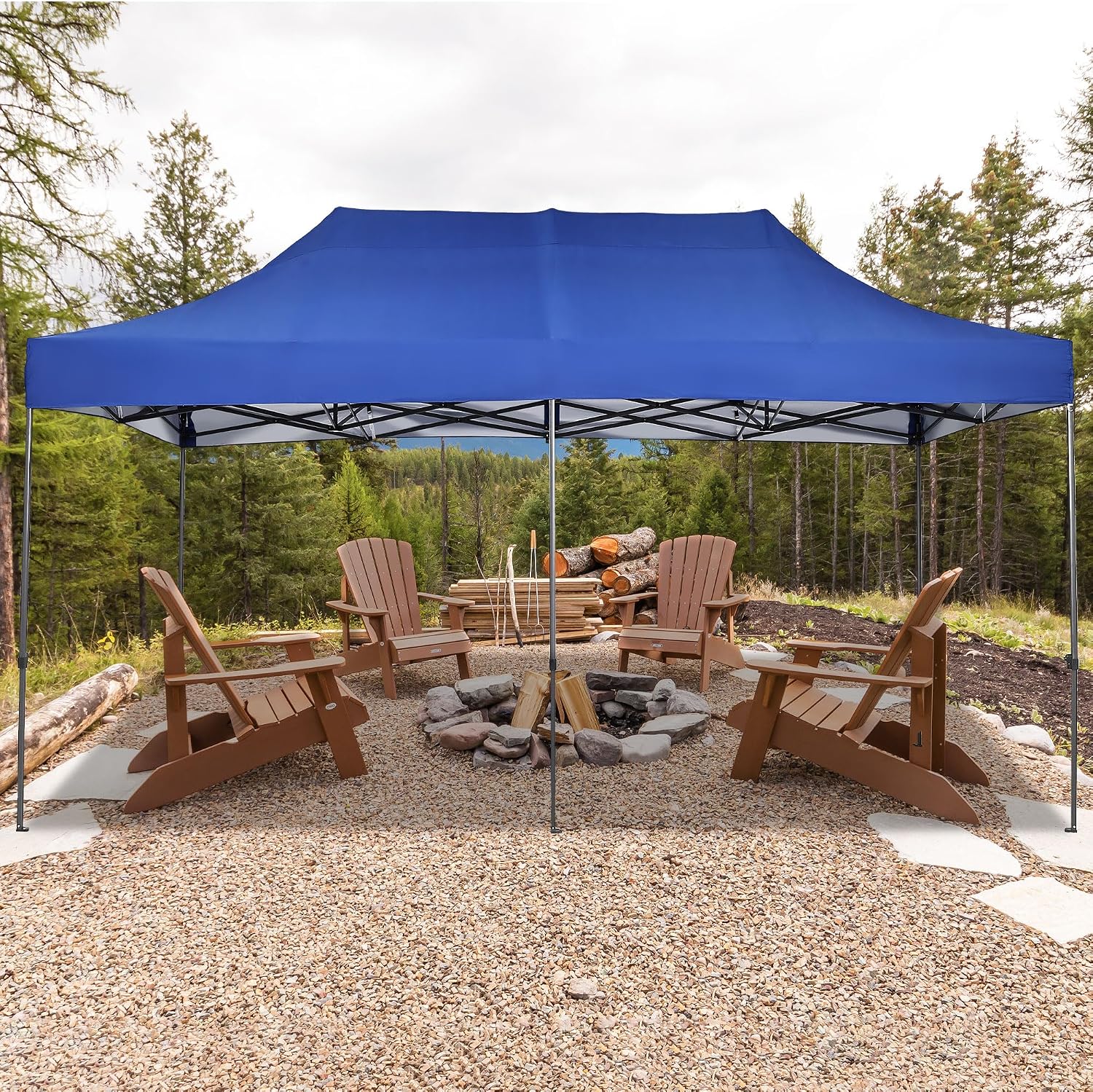 GDY 10x20 ft Instant Pop up Canopy, Folding Heavy Duty Height Adjustable Shelter Gazebos with Wheeled Bag,Blue.
