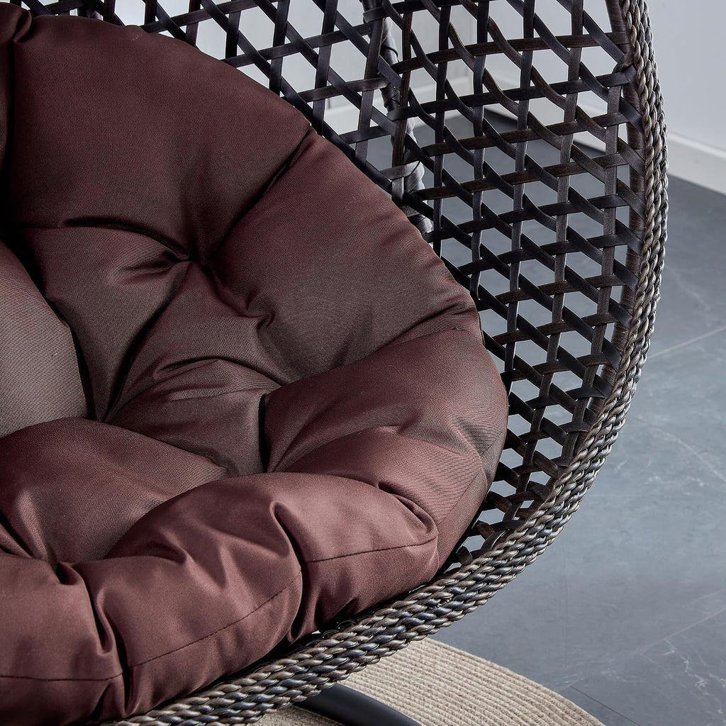 Egg Chair Indoor Outdoor, Hanging Chair for Bedroom, Swing Chair Hammock with Stand & Cushions, Comfy Swinging Chair Adult Reading Chair for Patio Balcony Backyard, Heavy Duty 350LBS, Black
