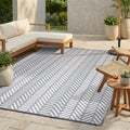 FH Home Outdoor Camping Rug - Waterproof, Fade Resistant, Reversible - Premium Recycled Plastic - Herringbone - Large Patio, Deck, Sunroom, RV - Fresno - Light Blue - 9 x 18 ft Foldable