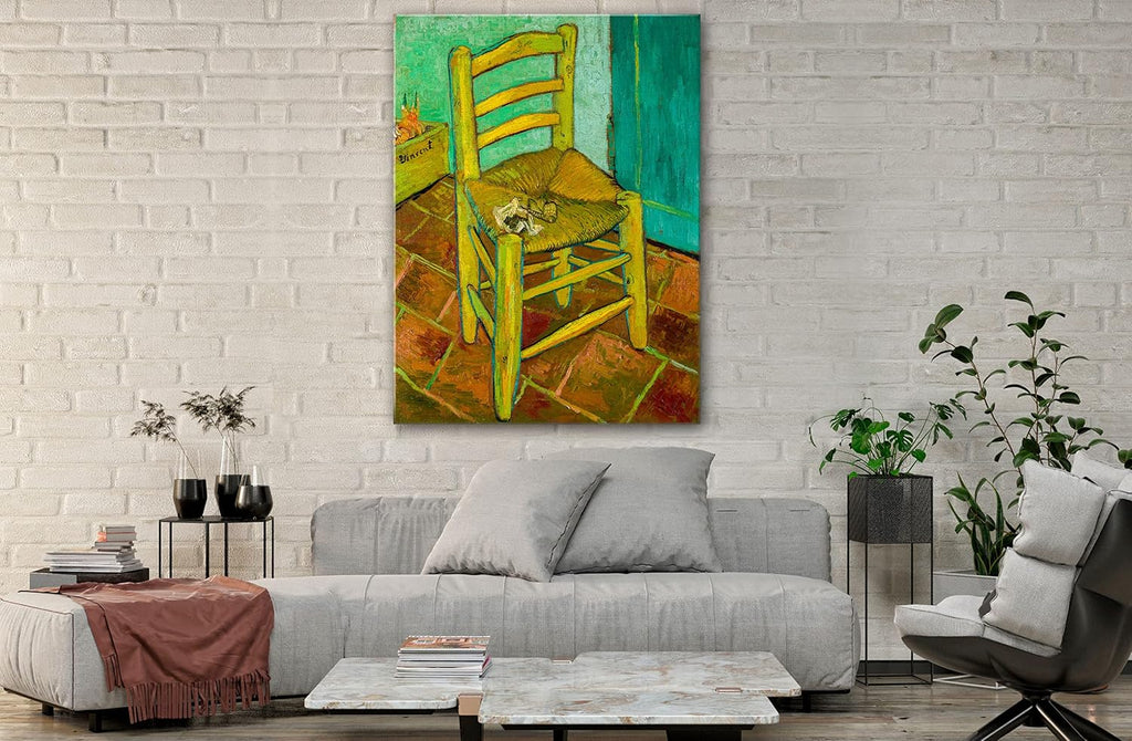SpiritualHands Wheat Field with Cypresses Vincent Van Gogh Canvas Wall Art, The Starry Night Van Gogh Posters Self Portrait, Large Framed Wall Art Paintings for Wall Decorations for Bedroom (Vincent van Gogh Chair, 30' x 40' - Ready to Hang)