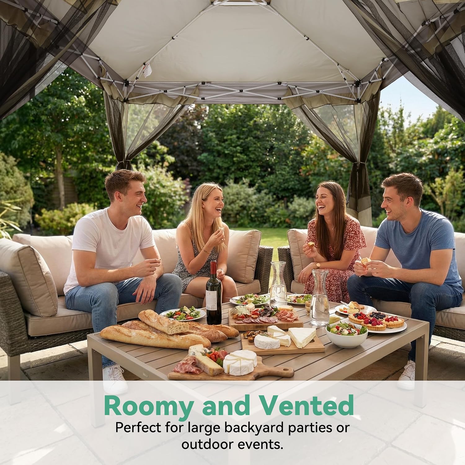 COBIZI 10x15 FT Pop up Gazebo on Clearance - Outdoor pop up Heavy Duty Canopy Tent,carpas para Patio,Screen Tents with Portable Carry Bag, Patio Gazebos for Camping, Garden, Deck, Backyard, Khaki