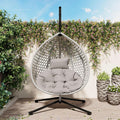 Merax Egg Hanging Chair with Stand, Indoor/Outdoor Swinging Wicker Hammock Chair for Patio, Garden, or Living Room