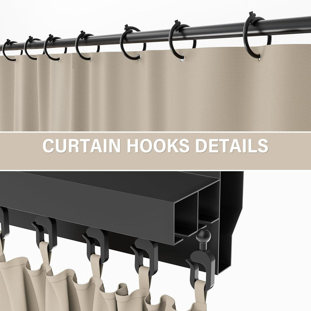 Outdoor Gazebo Curtain Replacement Universal 4-Panel Sidewalls 10' X 13',Outdoor Patio Waterproof Privacy Curtain with Double Zipper for Patio,Garden, and Backyard (Curtain Only)