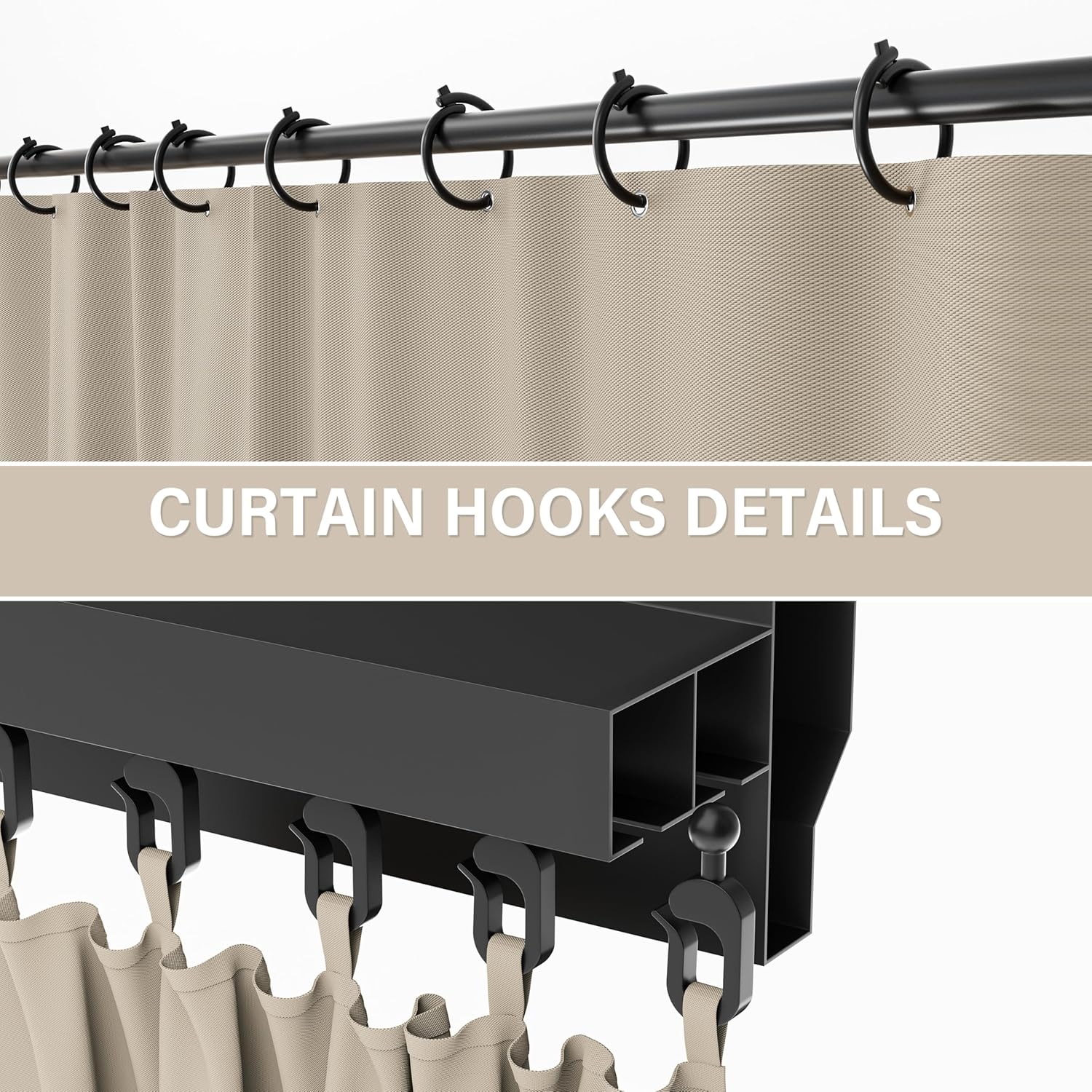 Outdoor Gazebo Curtain Replacement Universal 4-Panel Sidewalls 10' X 13',Outdoor Patio Waterproof Privacy Curtain with Double Zipper for Patio,Garden, and Backyard (Curtain Only)