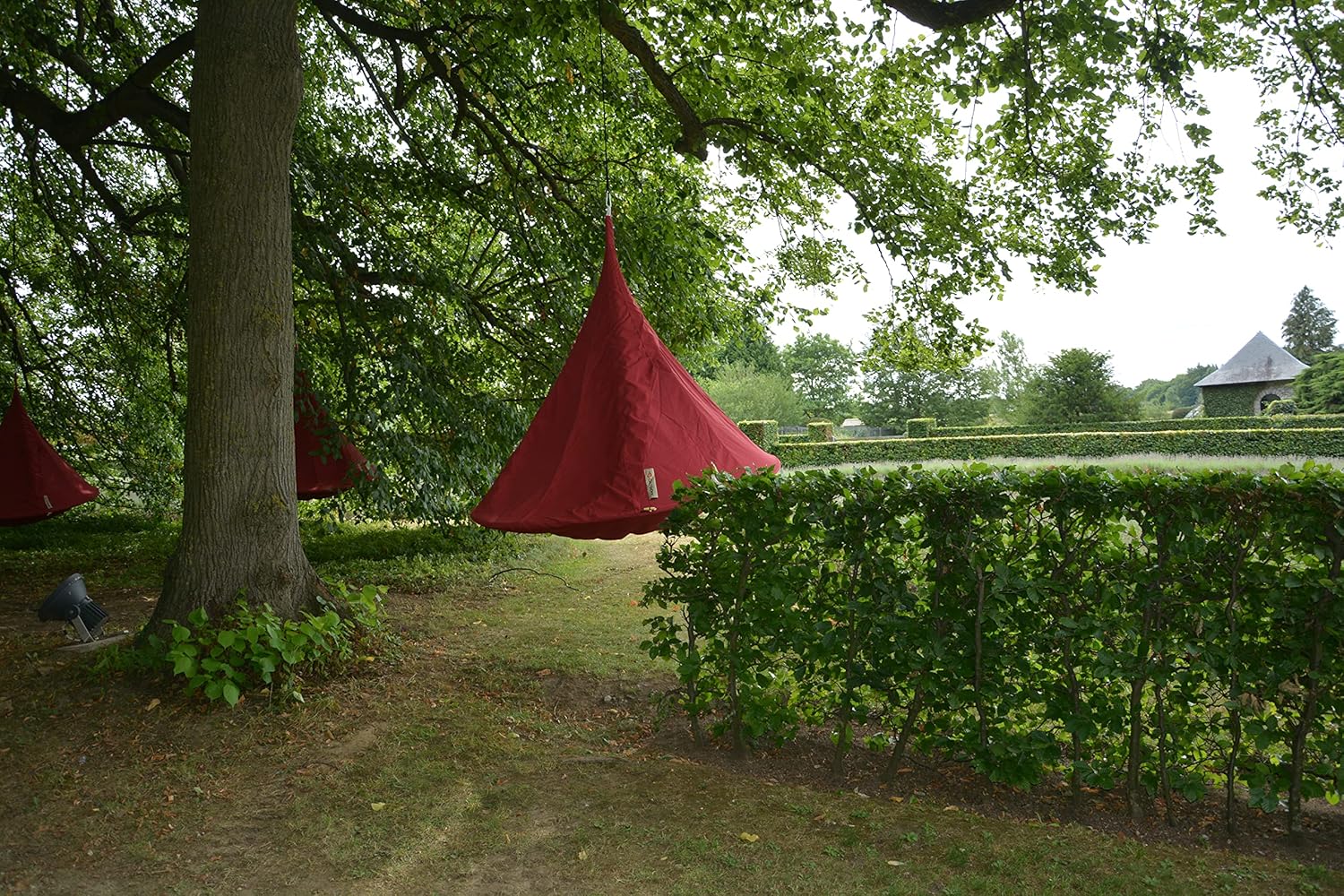 Vivere Double Cacoon Hanging Chair Indoor/Outdoor Polyester Canvas Hammock, Red