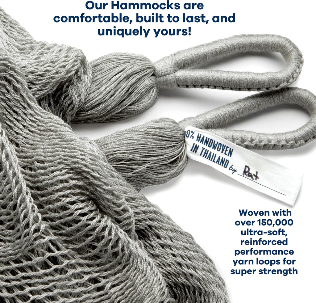 Handwoven Hanging Chair by Yellow Leaf Hammocks - Fits 1 Person, 330lb Max - Kick Back for Full-Body Recline - Weathersafe, Ultra Soft, Hang Anywhere - Color: Grey