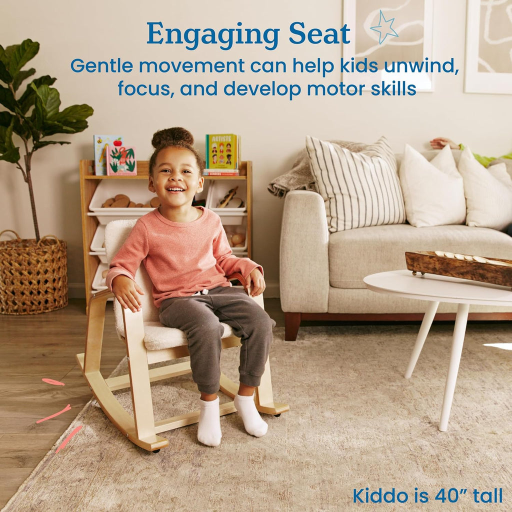 ECR4Kids Bentwood Reading Rocking Chair with Armrests and Cushion, Montessori Furniture, Natural