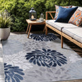 Luul Home Floral Indoor Outdoor Rugs 9x12 Large Area Rug for Living Room, Patio Decor, Kitchen, and Entryway Rug, Washable Stain Resistant Outside Carpet Blue 9 x 12