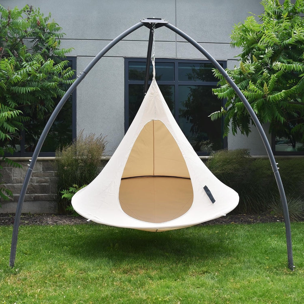 Vivere All Weather Polyester and Cotton Double Hammock Cacoon, Natural White