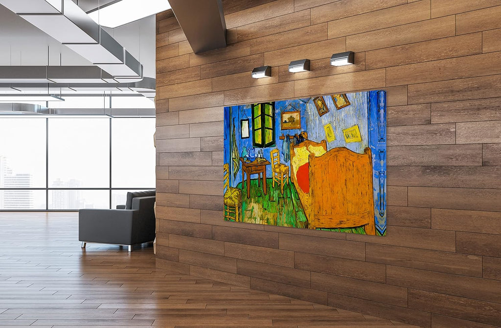 SpiritualHands Wheat Field with Cypresses Vincent Van Gogh Canvas Wall Art, The Starry Night Van Gogh Posters Self Portrait, Large Framed Wall Art Paintings for Wall Decorations for Bedroom (Vincent van Gogh Bedroom in Arles, 24' x 36' - Ready to Hang)