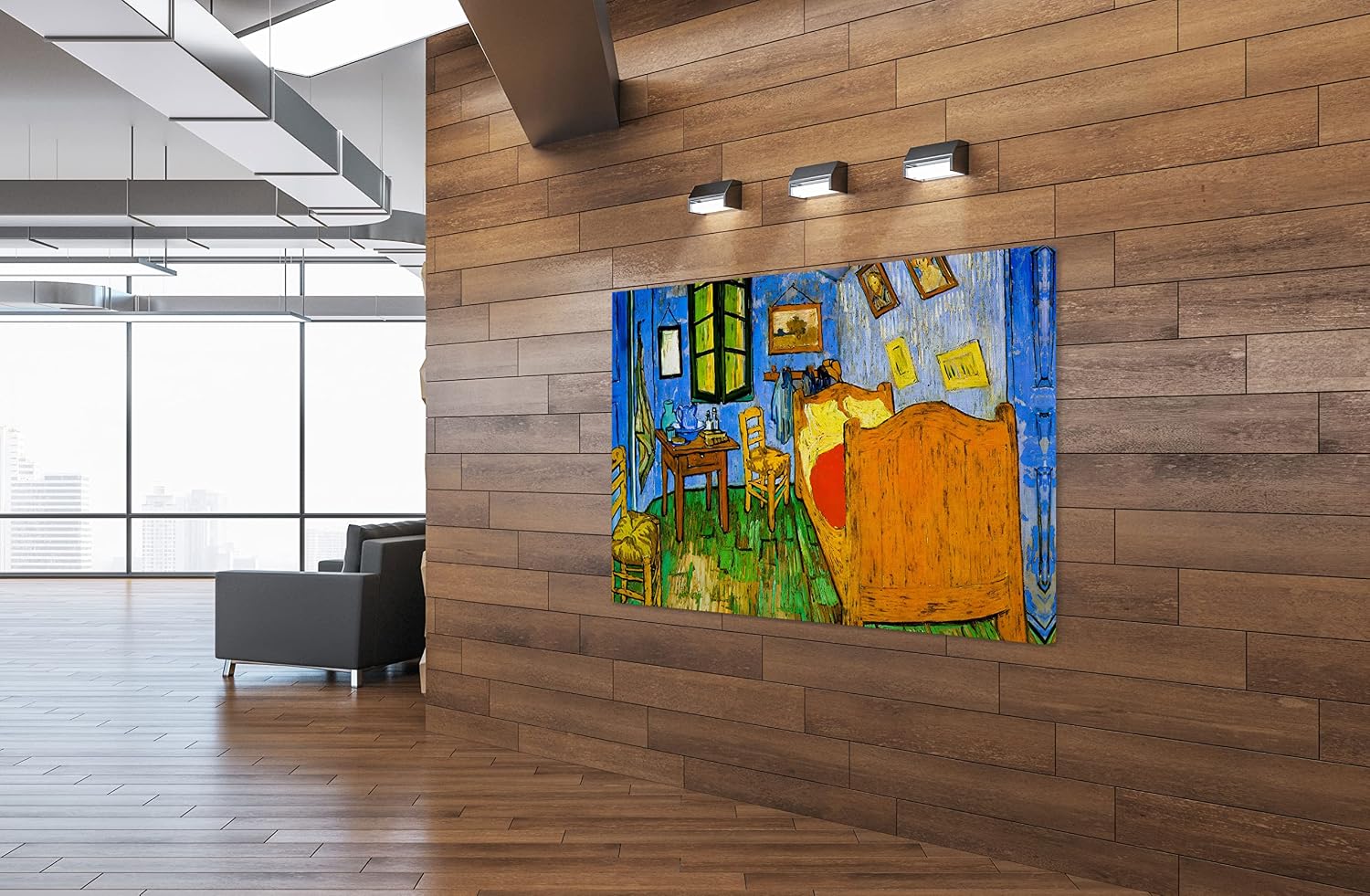 SpiritualHands Wheat Field with Cypresses Vincent Van Gogh Canvas Wall Art, The Starry Night Van Gogh Posters Self Portrait, Large Framed Wall Art Paintings for Wall Decorations for Bedroom (Vincent van Gogh Bedroom in Arles, 24' x 36' - Ready to Hang)