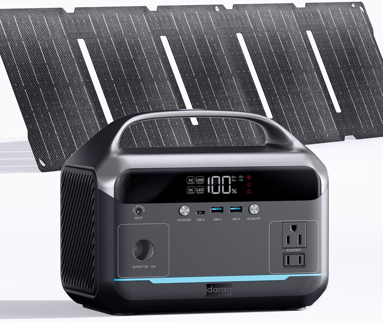 Portable Power Station 350W with 40W Foldable Solar Panel, 288Wh LiFePO4 Battery Solar Generator,110V/600W Surge Backup,Outdoor Power Bank for Hurricane Emergency,RV,Camping,Laptops,Off-Grid living