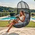 DWVO Hammocks Swing Chair with Cushions 330 LBS, Comfortable Egg Chair Wicker for Patio, Bedroom, Garden, Balcony Indoor and Outdoor Use, Gray
