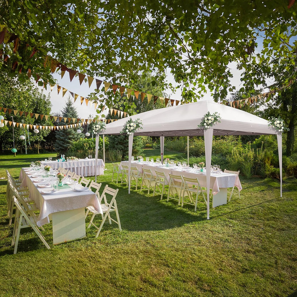 Outvita 10x20ft Pop Up Canopy Tent, Outdoor Instant Shelter Folding Canopy with Carry Bag for Commercial Events, Party, Backyard BBQ, Camping White