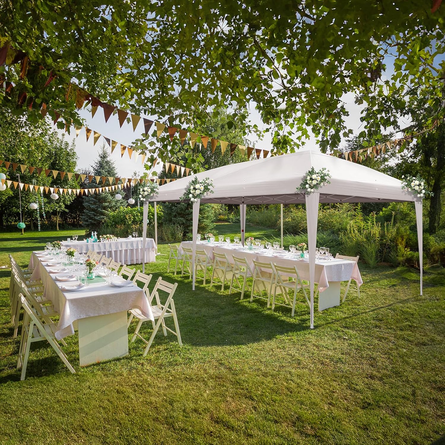 Outvita 10x20ft Pop Up Canopy Tent, Outdoor Instant Shelter Folding Canopy with Carry Bag for Commercial Events, Party, Backyard BBQ, Camping White
