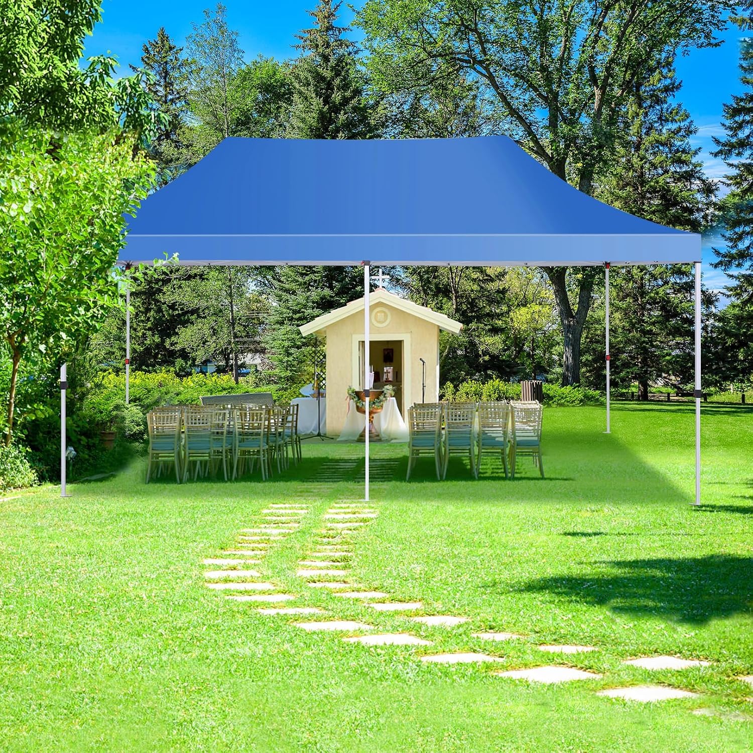 COBIZI 10x20ft Pop Up Canopy Tent with 6 Removable Sidewalls, Easy Up Commercial Canopy, Waterproof and UV50+ Gazebo with Portable Bag, Adjustable Leg Heights,Party Tents for Parties, with 4 Sandbags