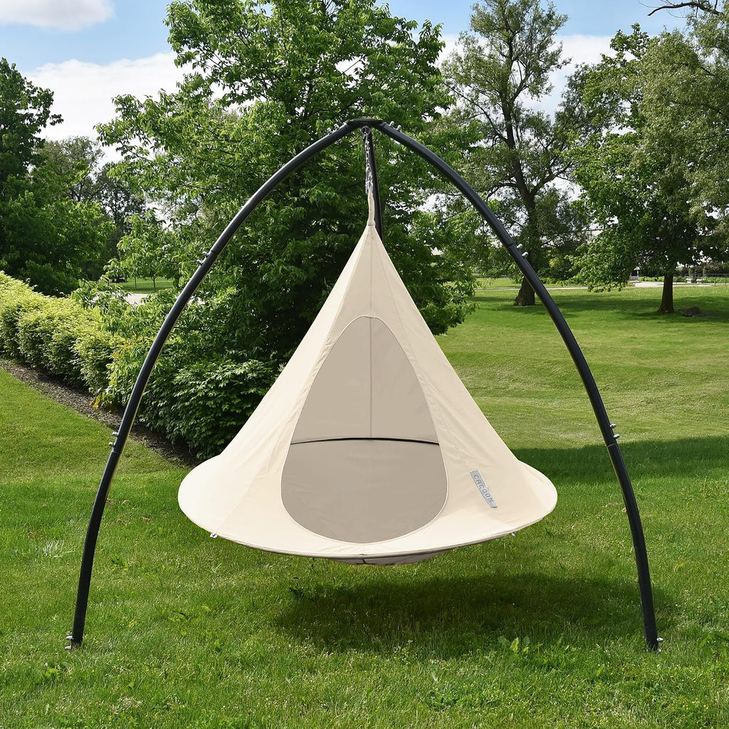 Vivere All Weather Polyester and Cotton Double Hammock Cacoon, Natural White