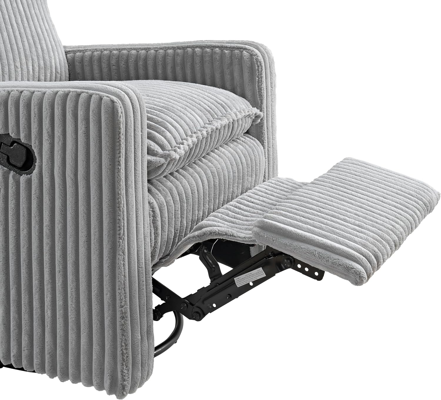 Oxford Baby Uptown Upholstered Glider Recliner Rocking Chair 360° Swivel for Nursery and Living Room - Corduroy, Ash Gray