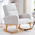 HCHAIRH Rocking Chair Nursery, Nursing Rocking Chairs, Upholstered Nursery Glider Rocker for Mom Nursery Morden Rocking Chair with Side Pocket for Living Room,Bedroom，Light Gray