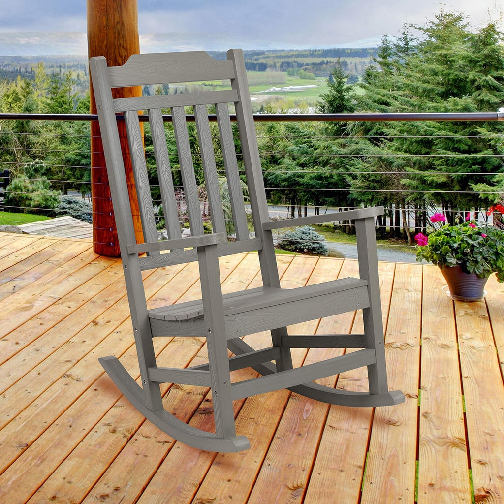Flash Furniture Winston All-Weather Poly Resin Rocking Chair in Gray