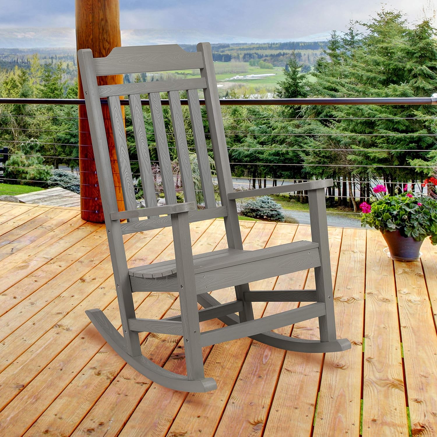 Flash Furniture Winston All-Weather Poly Resin Rocking Chair in Gray