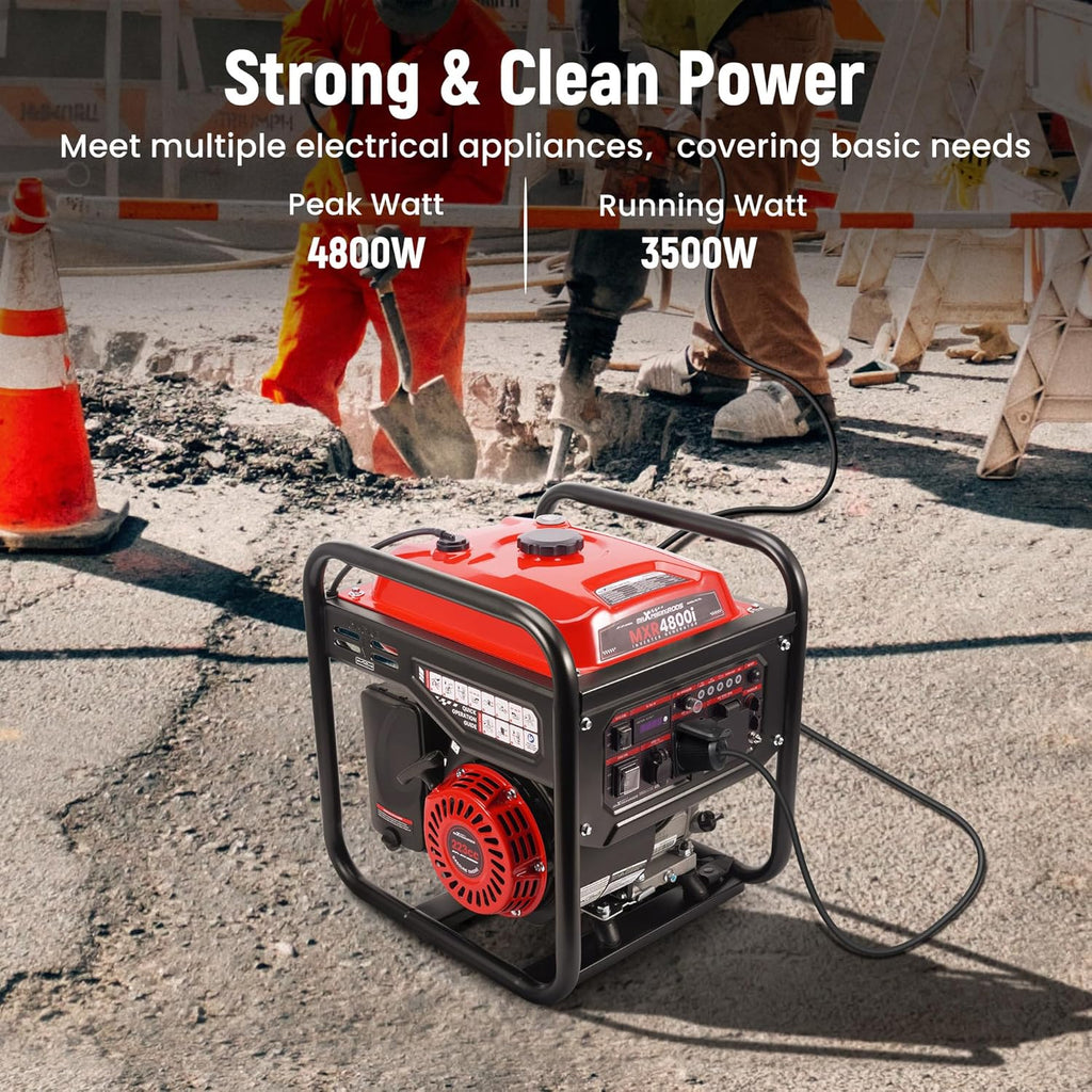maXpeedingrods 4800 Watt Gasoline Inverter Generator, Gas Powered Open Frame Generator with ECO Mode for Outdoor Camping, Home Backup
