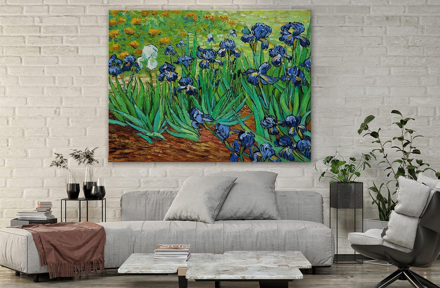 SpiritualHands Wheat Field with Cypresses Vincent Van Gogh Canvas Wall Art, The Starry Night Van Gogh Posters Self Portrait, Large Framed Wall Art Paintings for Wall Decorations for Bedroom (Vincent van Gogh Irises, 40' x 60' - Ready to Hang)