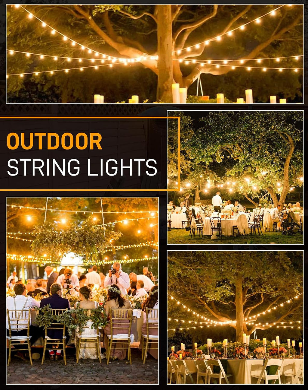 Zuske Outdoor String Lights Waterproof, 300FT Patio Lights with 146 Shatterproof ST38 Globe Bulbs(6 Spare), Connectable Dimmable LED Hanging String Lights for Outside Backyard Porch Balcony(150FT x 2)