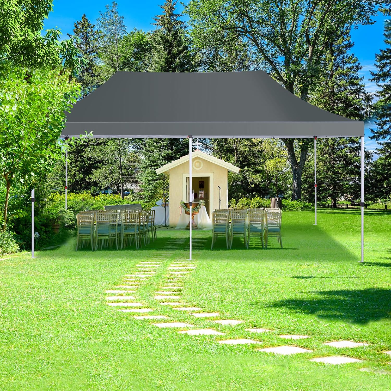 COBIZI 10x20ft Pop Up Canopy Tent with 6 Removable Sidewalls, Easy Up Commercial Canopy, Waterproof and UV50+ Gazebo with Portable Bag, Adjustable Leg Heights,Party Tents for Parties, with 4 Sandbags