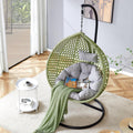Hanging Egg Chair with Stand & Cushions, Outdoor and Indoor Hammock Rattan Swing Chair 350 lbs Capacity with Aluminum Steel Frame for Patio, Balcony, Backyard and Living Spaces (Green)