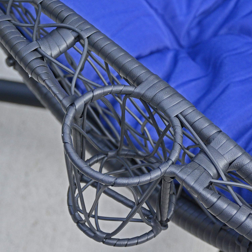 Cushioned Rattan Wicker Hanging Chair with Stand