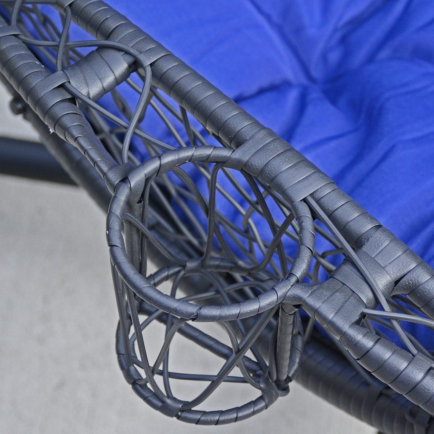 Cushioned Rattan Wicker Hanging Chair with Stand