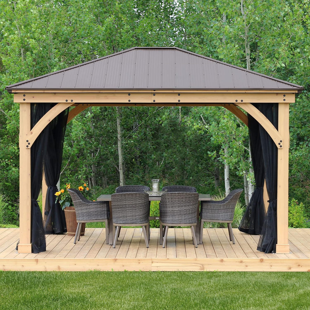 Yardistry 11 x 13 Meridian Gazebo Mesh Kit with 4 Mesh Panels, fits 11x13 Meridian Gazebo, Black