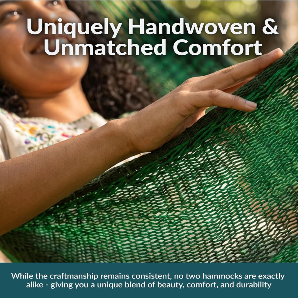 Sunnydaze Handwoven XXL Thick Cord Mayan Double Hammock for Outside - 625-Pound Capacity Heavy-Duty Outdoor Hammock - Meadow