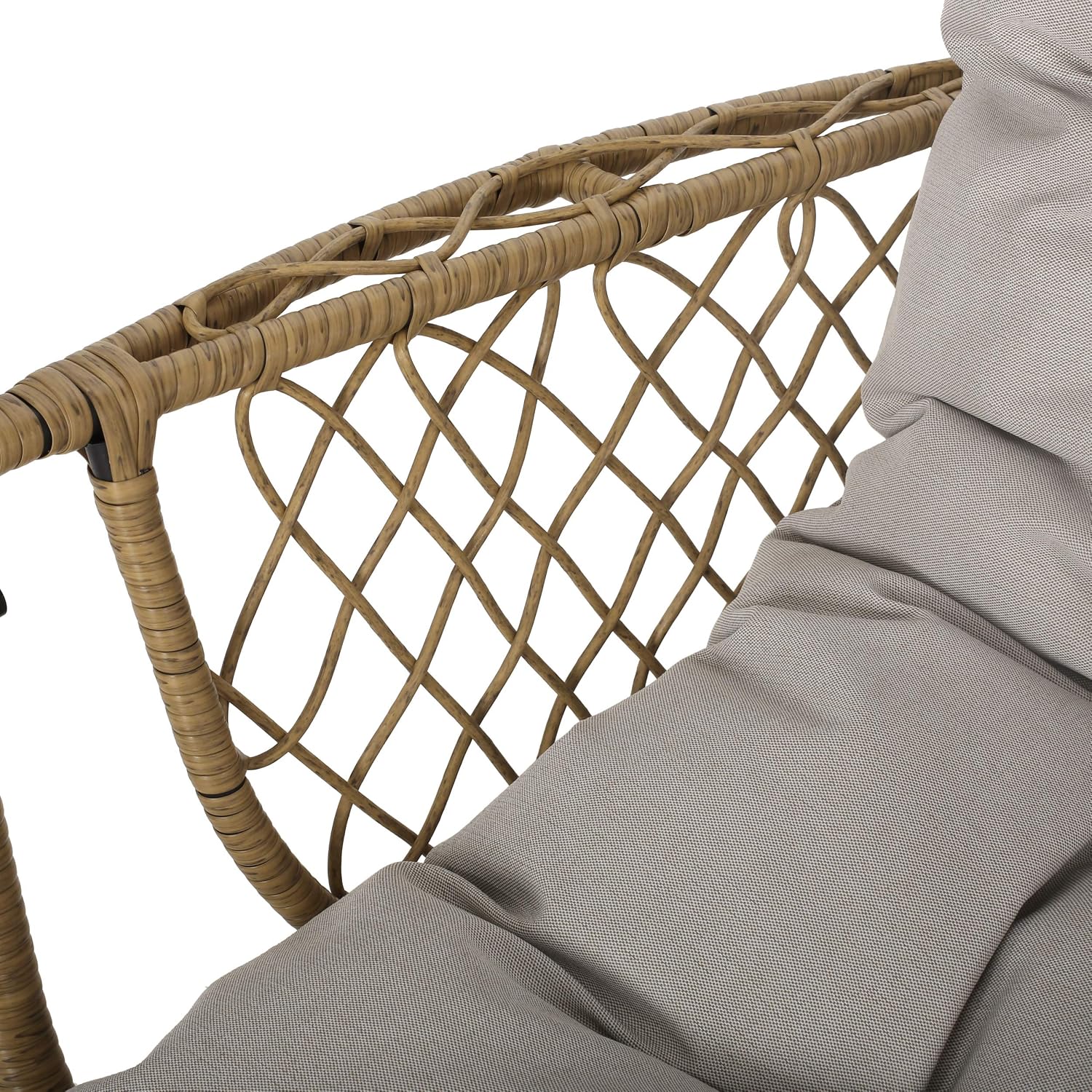 Christopher Knight Home Sidney Outdoor/Indoor Wicker Hanging Chair with 8 Foot Chain (NO Stand), Light Brown and Beige