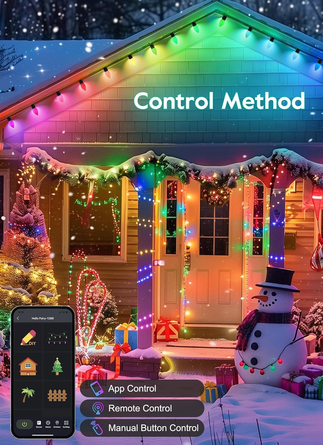 Brightown C9 LED Christmas Lights Outdoor, 150 LED RGB Smart Christmas Tree Lights with Music Sync APP Controlled, Waterproof Connectable C9 String Light for Indoor House Party Patio Garden Decor