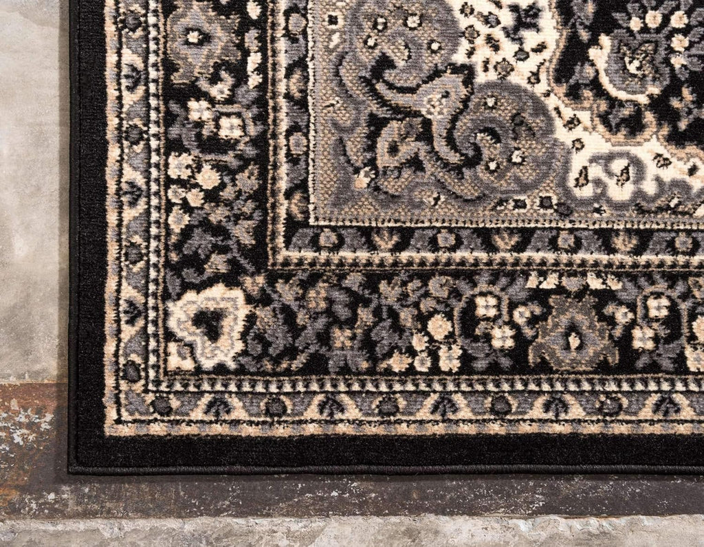 Unique Loom Reza Collection Traditional Persian Style Area Rug, 2 ft 2 in x 3 ft, Black/Beige