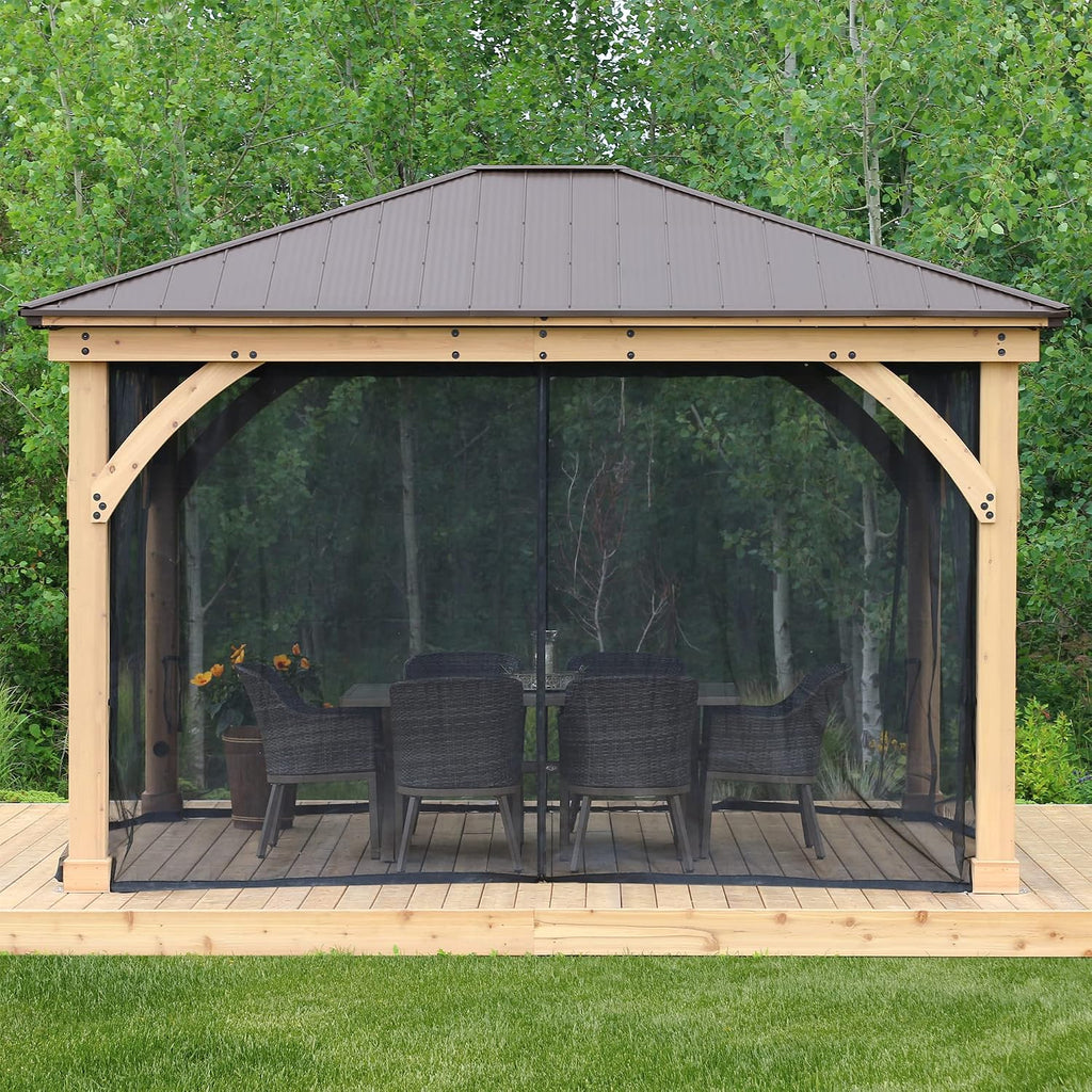 Yardistry 11 x 13 Meridian Gazebo Mesh Kit with 4 Mesh Panels, fits 11x13 Meridian Gazebo, Black