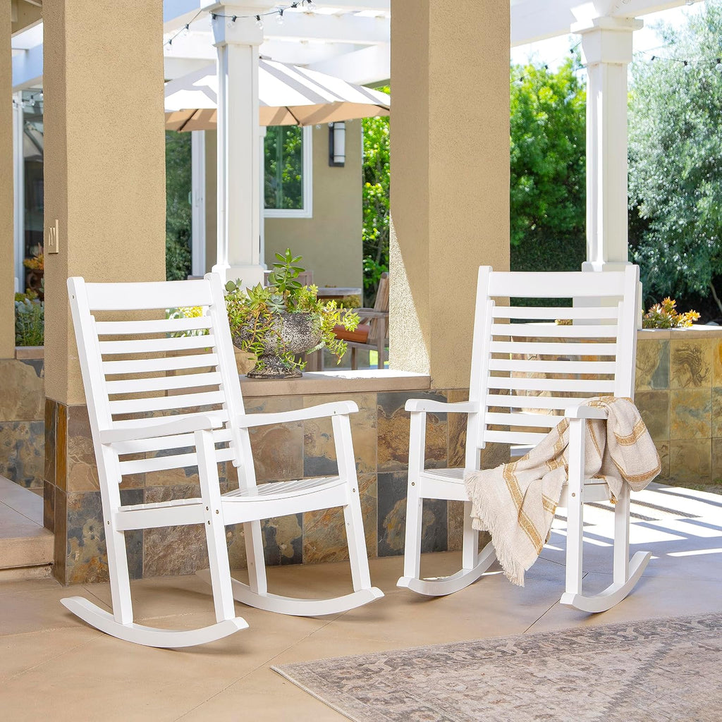 Shine Company 4337WT-142, Set of 2 Modern Wood Rocking Chair, Classic White