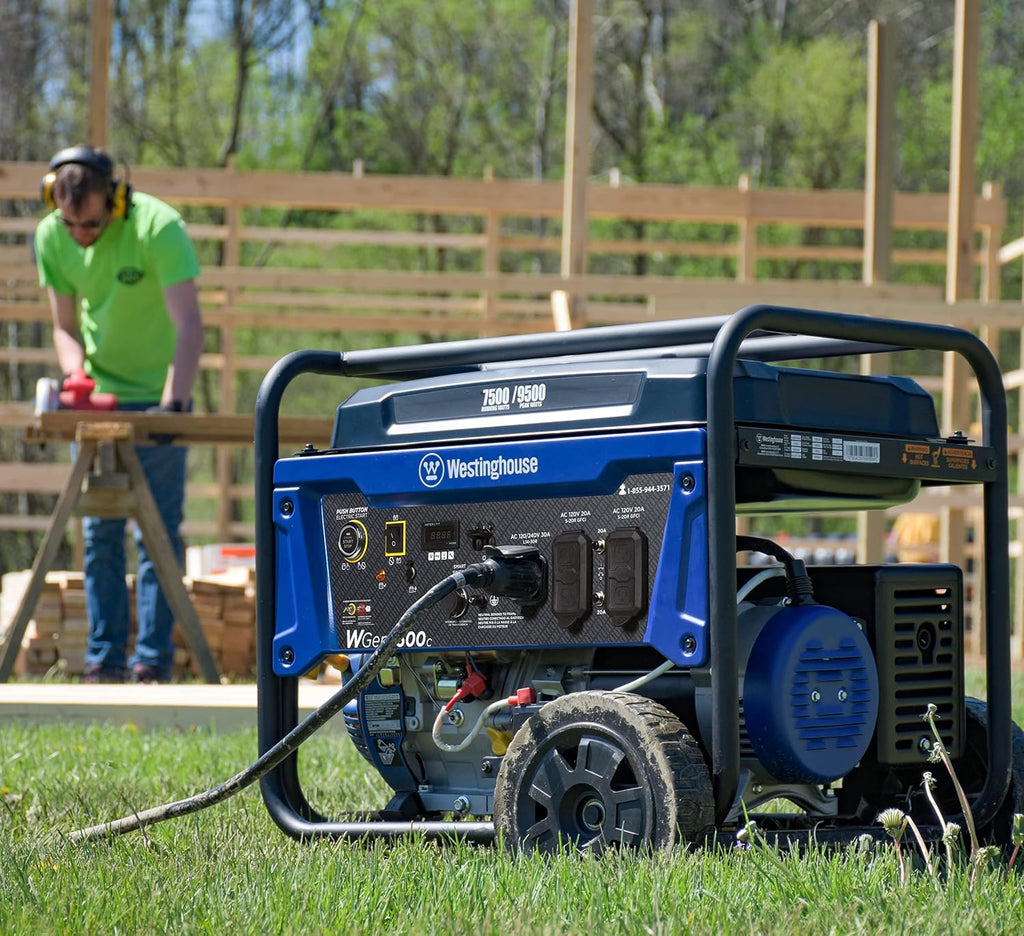 Westinghouse 9500 Peak Watt Home Backup Portable Generator, Remote Electric Start with Auto Choke, Transfer Switch Ready, Gas Powered, CO Sensor